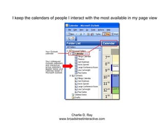 I keep the calendars of people I interact with the most available in my page view 