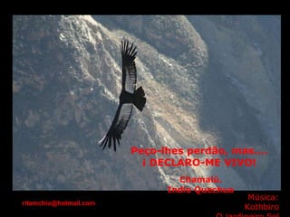 Peço-lhes perdão, mas…. ¡ DECLARO-ME VIVO!   Chamalú.  Indio Quechua Música: Kothbiro O jardineiro fiel [email_address] 