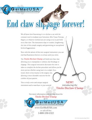 Declaw for cats GermedUSA flyer