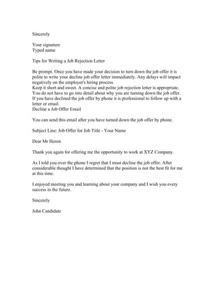 Decline a job interview | PDF
