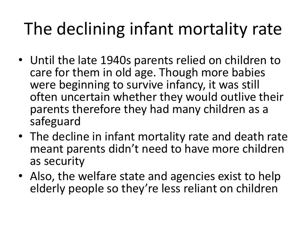 Declining birth rate, fertility rate and family size