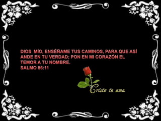 DIOS  MÍO, ENSÉÑAME TUS CAMINOS, PARA QUE ASÍ ANDE EN TU VERDAD; PON EN MI CORAZÓN EL TEMOR A TU NOMBRE.SALMO 86:11