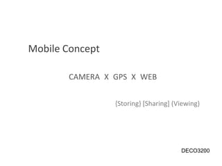Mobile Concept CAMERA X GPS X WEB  {Storing} [Sharing] (Viewing)  DECO3200 