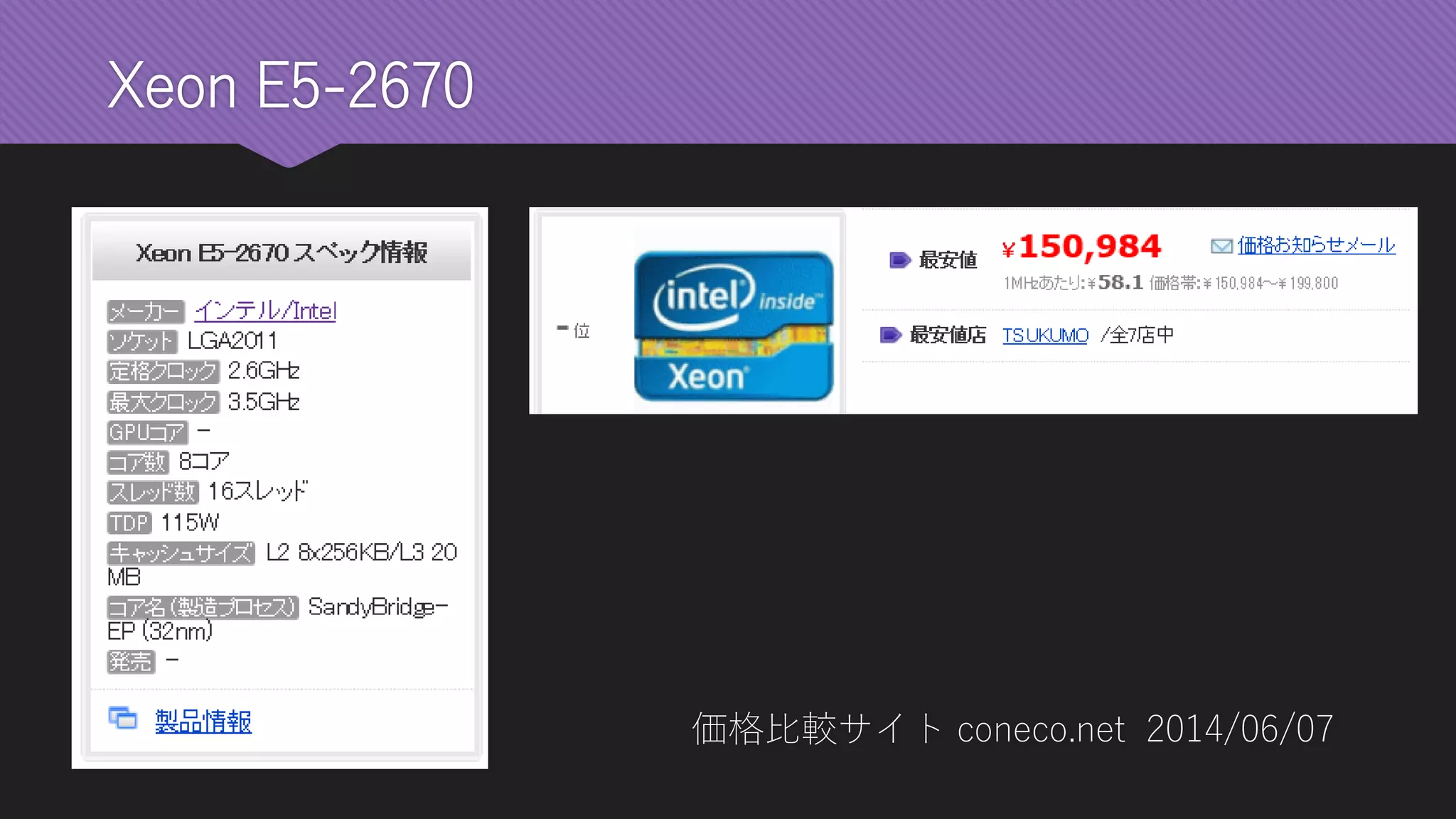 Xeon E5-2670 
価格比較サイトconeco.net 2014/06/07  