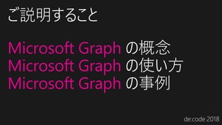 Microsoft Graph の概念
Microsoft Graph の使い方
Microsoft Graph の事例
ご説明すること
 