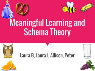 Meaningful Learning and
Schema Theory
Laura B, Laura J, Allison, Peter
 