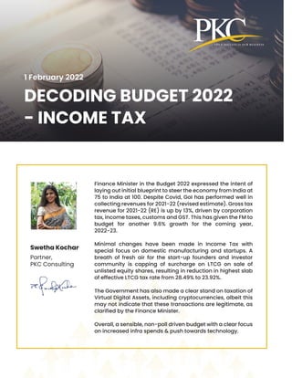 Decoding Budget 2022 - Income Tax