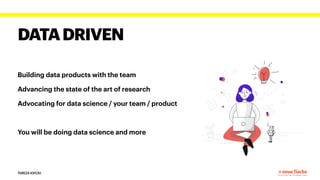 DATADRIVEN
Building data products with the team


Advancing the state of the art of research


Advocating for data science / your team / product


You will be doing data science and more
TEREZA IOFCIU
 