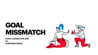 GOAL
MISSMATCH
PEOPLE LOOKING FOR JOBS


VS


COMPANIES HIRING
 
