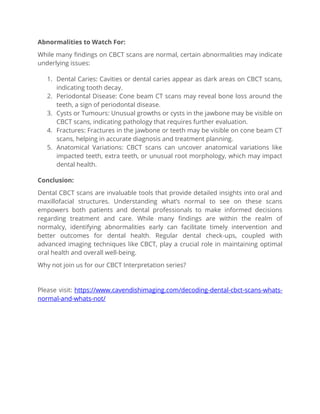 Decoding Dental CBCT Scans What's Normal and What's Not - Cavendish ...