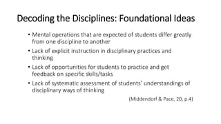 Decoding The Disciplines Decoding the ACRL Framework for Information Literacy: Applying the ...