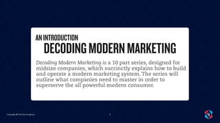 Copyright © 2016 by IQ Agency 3
Decoding Modern Marketing is a 10 part series, designed for
midsize companies, which succi...