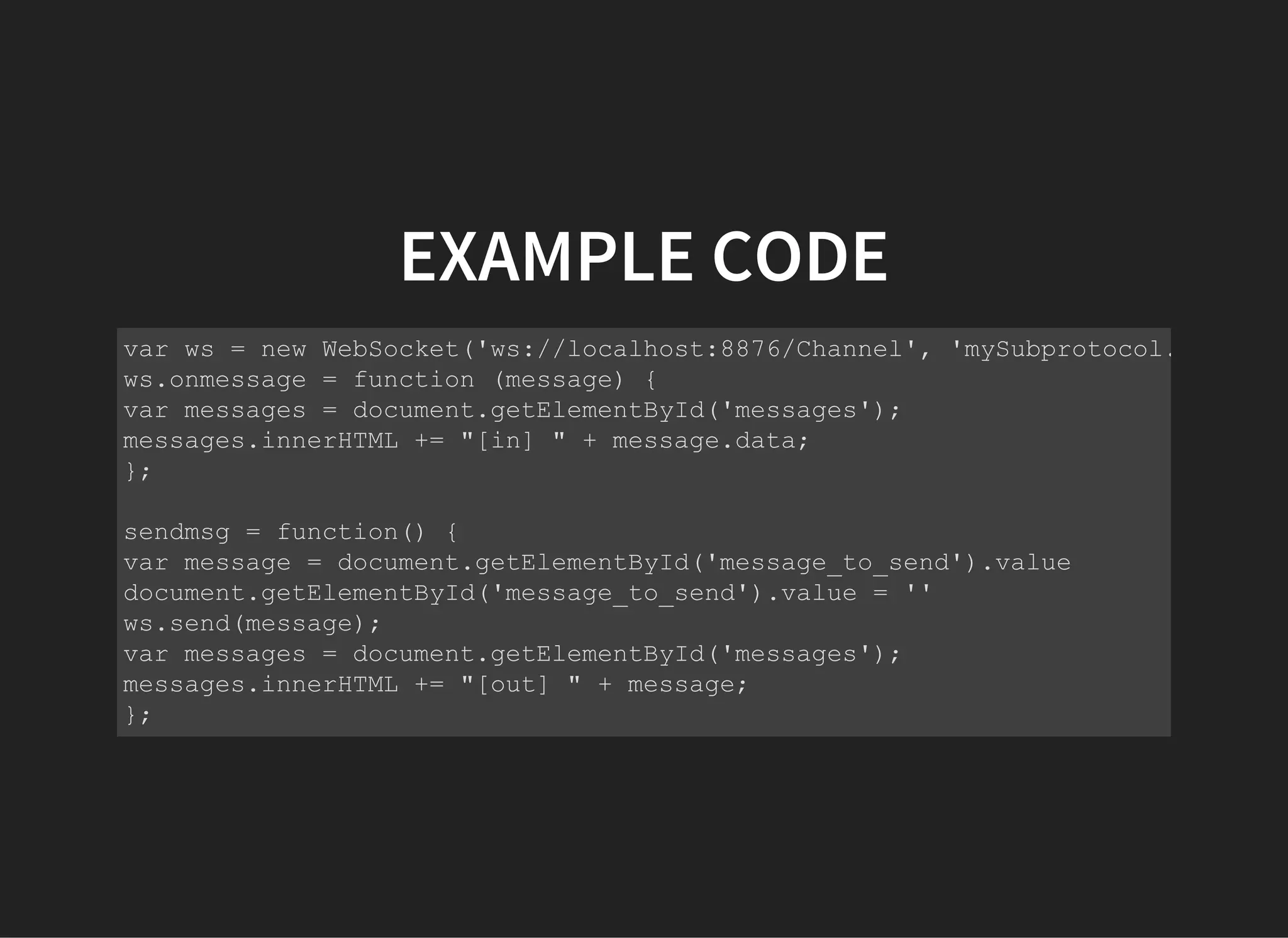 EXAMPLE CODE
 