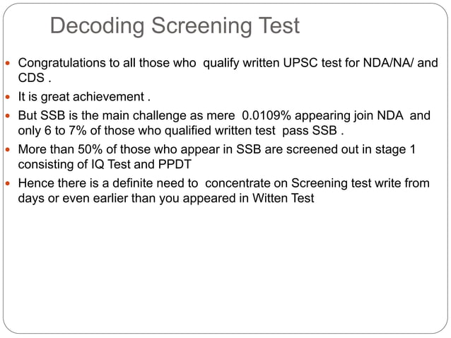 Decoding screening test | PPT