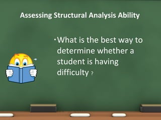 What is the best way to determine whether a student is having difficulty  ? Assessing Structural Analysis Ability 