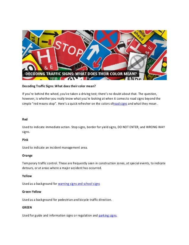 Decoding Traffic Signs What Does Their Color Mean Decoding Traffic Signs What Does Their Color Mean