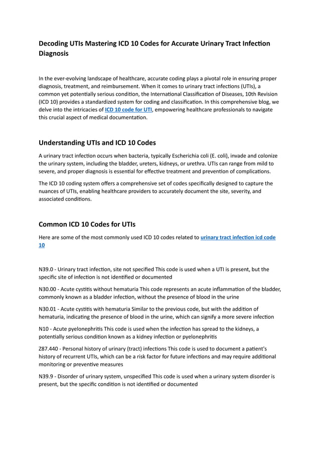 Decoding UTIs Mastering ICD10 Codes for Accurate Urinary Tract Infection Diagnosis.docx
