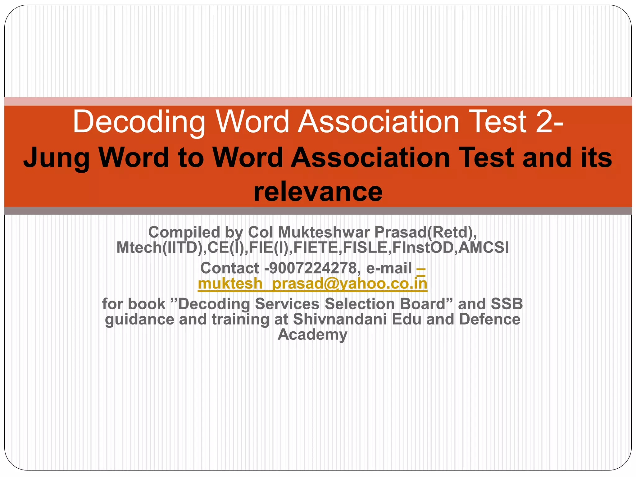 Decoding word association 2 jung wat and its relevance | PPTX