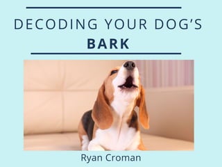 DECODING YOUR DOG’S
BARK
Ryan Croman
 