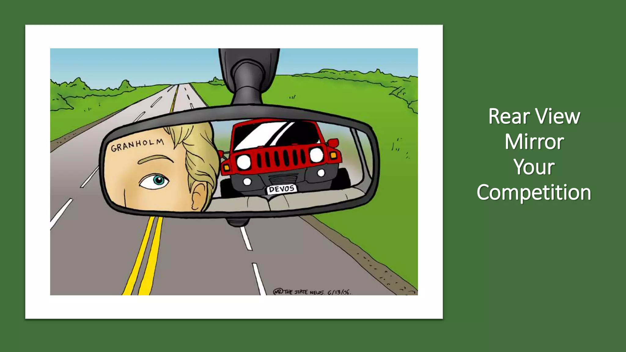 Rear View
Mirror
Your
Competition
 