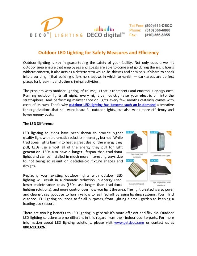 DECO Lighting Outdoor LED Lighting for Safety Measures and Efficien…