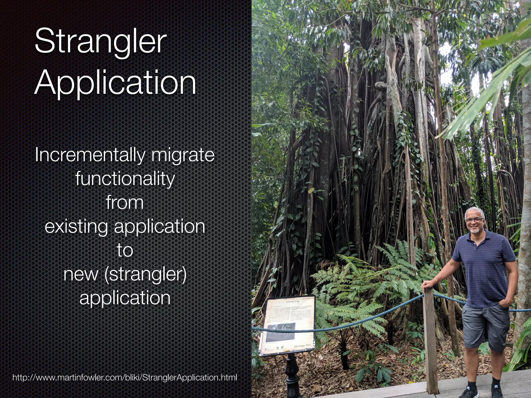 @crichardson
Strangler
Application
http://www.martinfowler.com/bliki/StranglerApplication.html
Incrementally migrate
functionality
from
existing application
to
new (strangler)
application
 