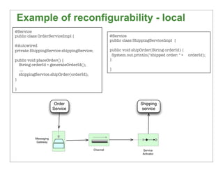Example of reconfigurability - local
@Service
public class OrderServiceImpl {                      @Service
              ...