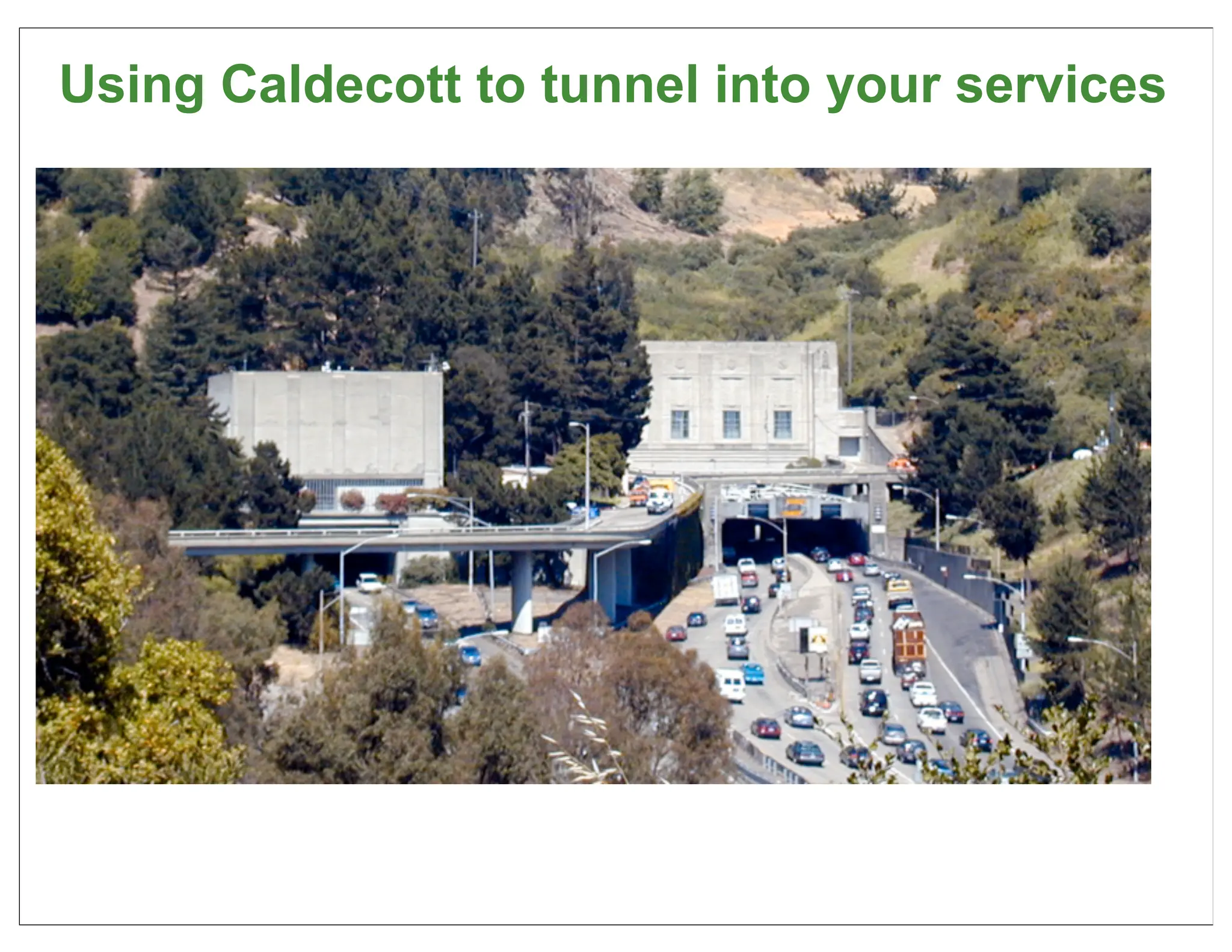 Using Caldecott to tunnel into your services




                                               72
 