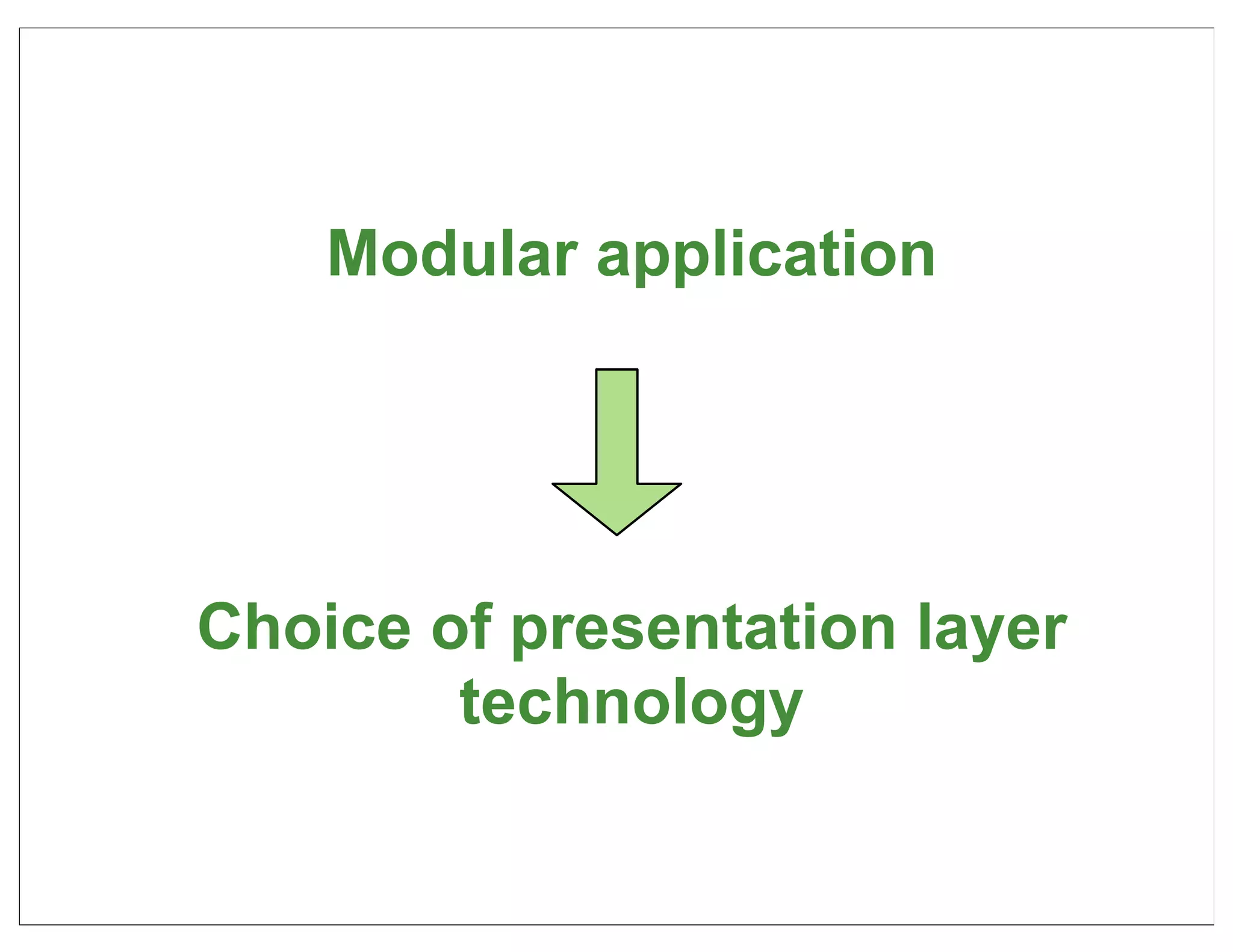 Modular application




Choice of presentation layer
        technology

                               61
 