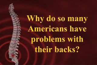 Why do so many
Americans have
problems with
their backs?

 