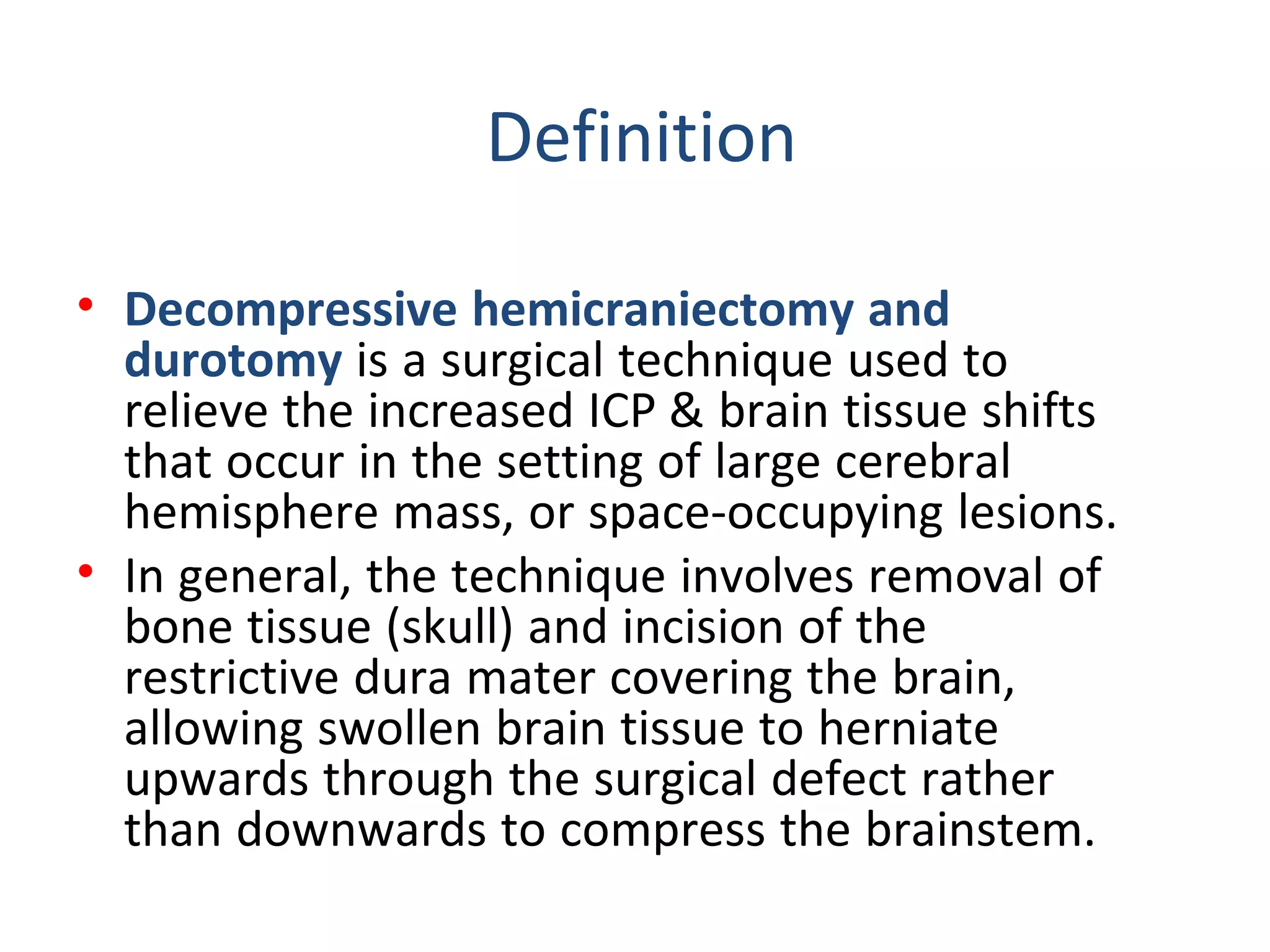 DECOMPRESSIVE CRANIECTOMY - DR SHAMEEJ | PPT