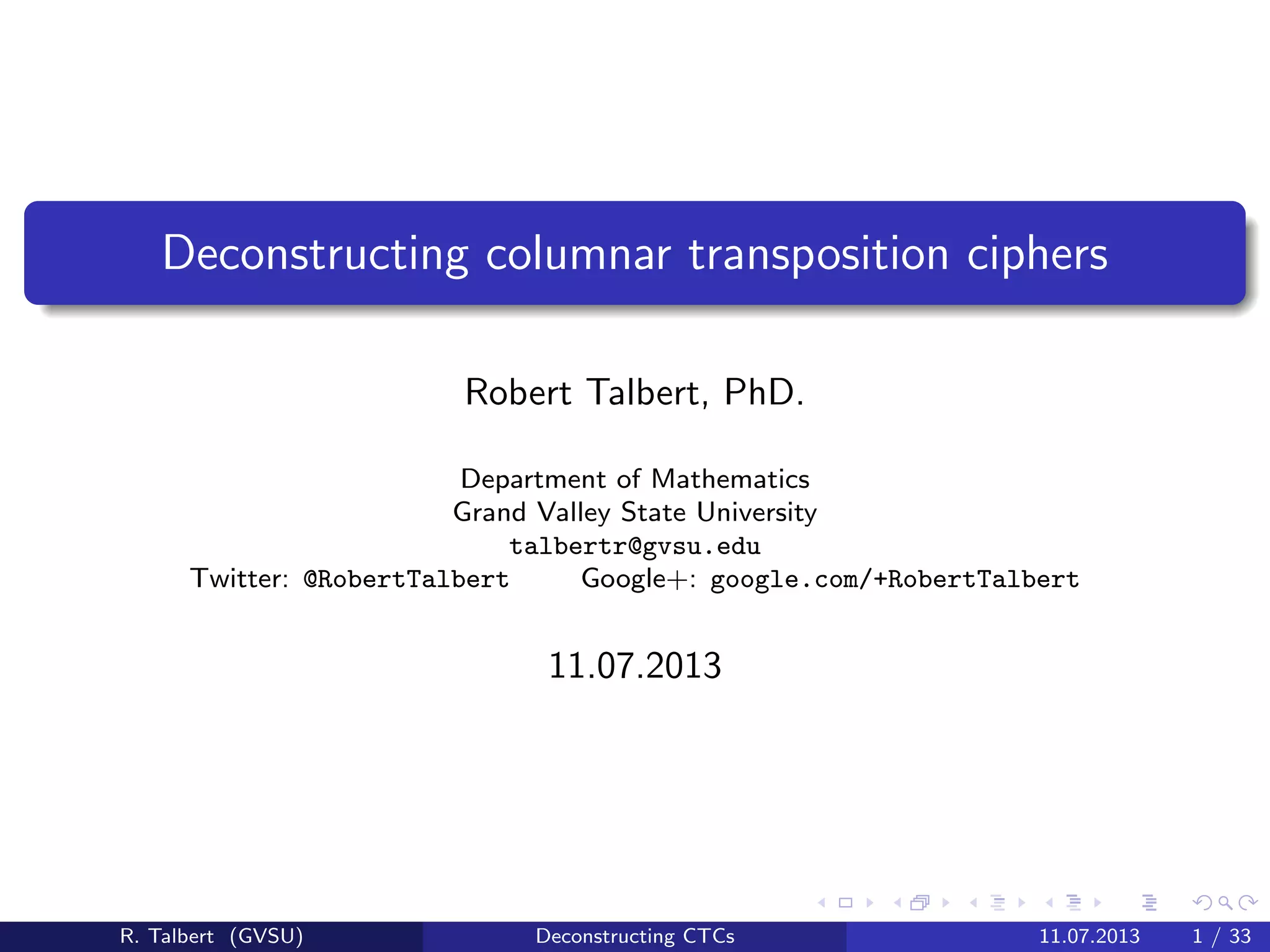 Deconstructing Columnar Transposition Ciphers | PDF