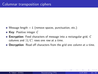 Deconstructing Columnar Transposition Ciphers | PDF
