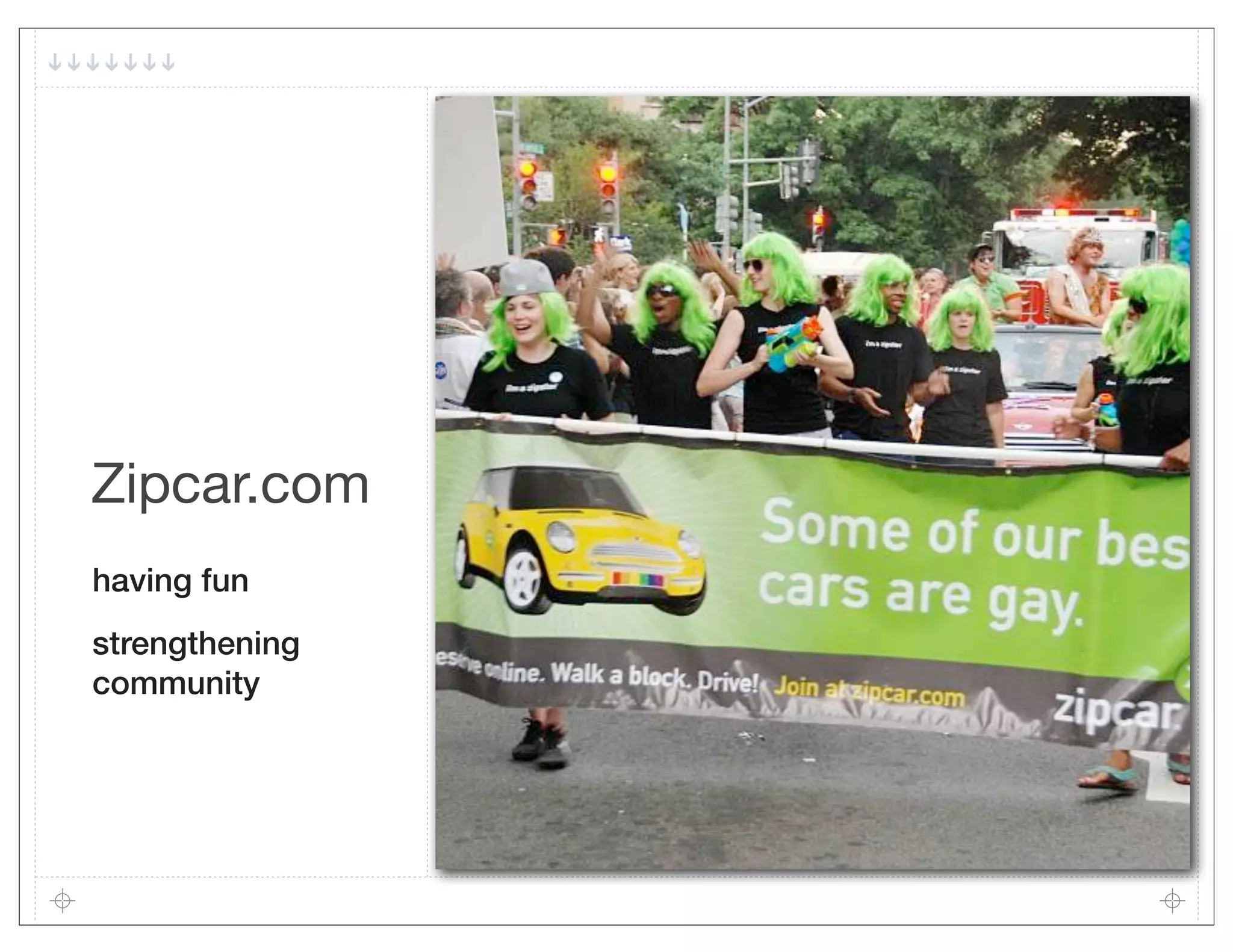 Zipcar.com
having fun
strengthening
community
 