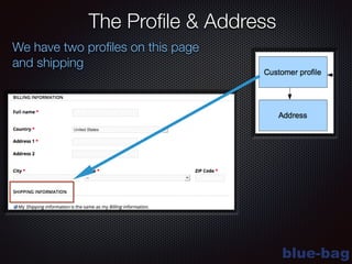 blue-bag
The Proﬁle & Address
We have two proﬁles on this page
and shipping
 
