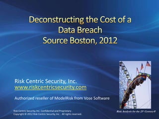 Risk Centric Security, Inc.
 www.riskcentricsecurity.com
 Authorized reseller of ModelRisk from Vose Software

Risk Centric Security, Inc. Confidential and Proprietary .           Risk Analysis for the 21st Century®
Copyright © 2012 Risk Centric Security, Inc . All rights reserved.
 