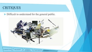 CRITIQUES


Difficult to understand for the general public.

INTRODUCTION

PHILOSOPHY

HISTORICAL
BACKGROUND

CHARACTERISTICS

CRITIQUES

 