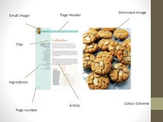 Dominant Image
Small Image Page Header
Article
Title
Ingredients
Colour Scheme
Page number
 