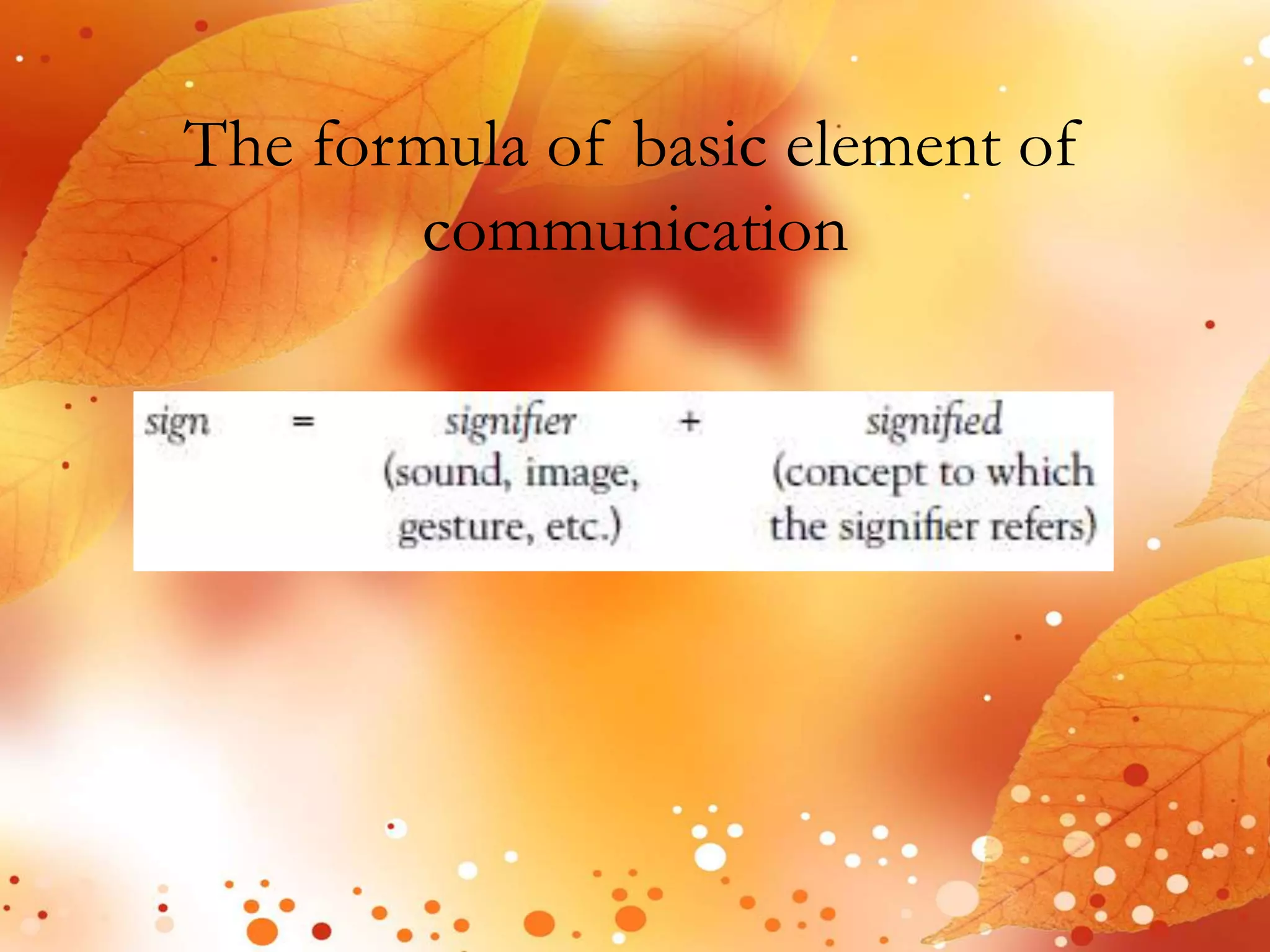 The formula of basic element of 
communication 
 