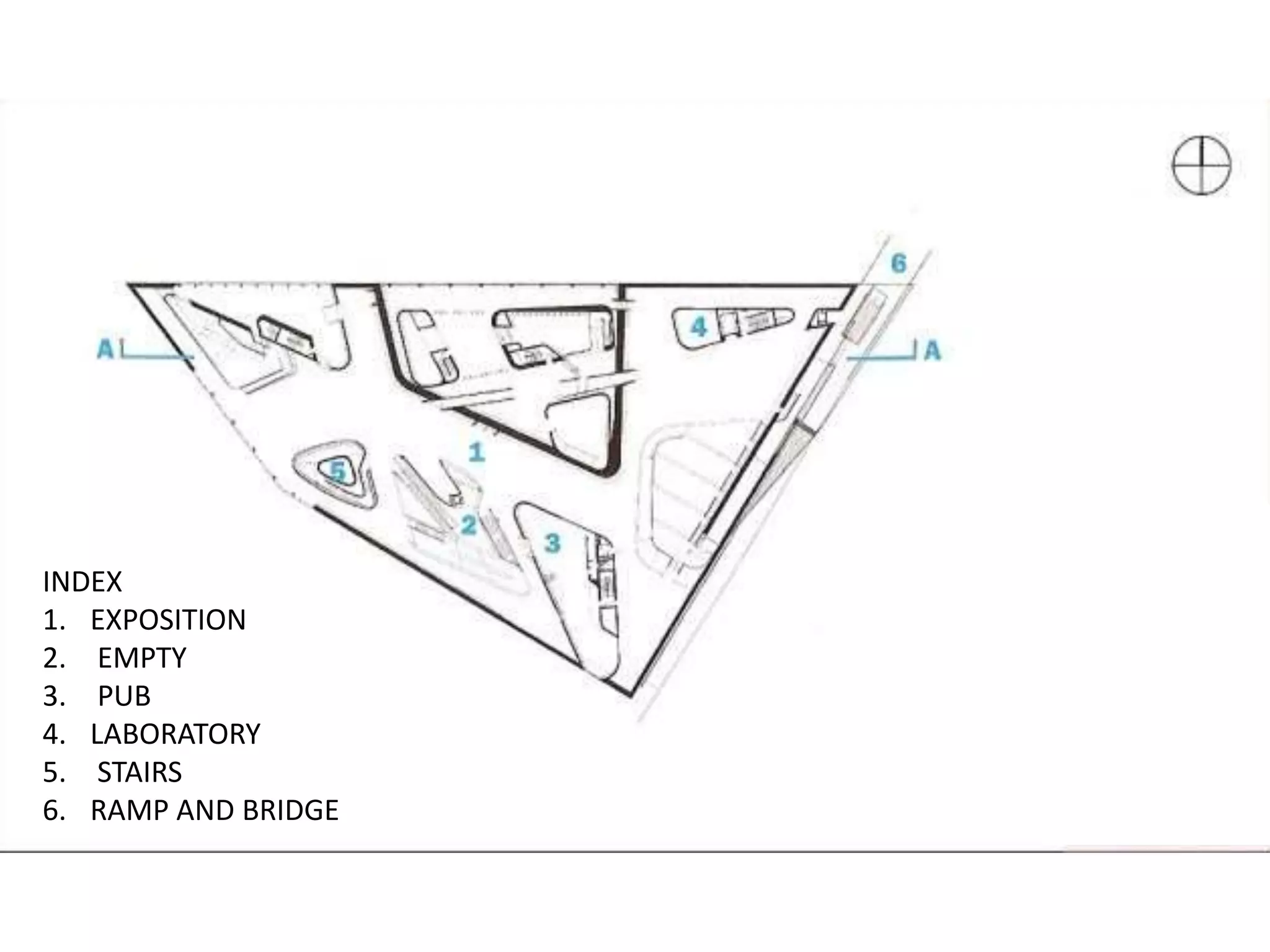 INDEX
1. EXPOSITION
2. EMPTY
3. PUB
4. LABORATORY
5. STAIRS
6. RAMP AND BRIDGE
 