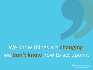 We knowthings are changing,we don’tknowhow to act uponit<br />