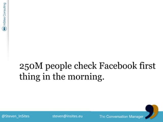 250M people check Facebook firstthing in the morning.<br />