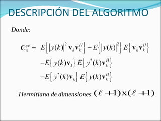 DESCRIPCIÓN DEL ALGORITMO Donde: Hermitiana de dimensiones  