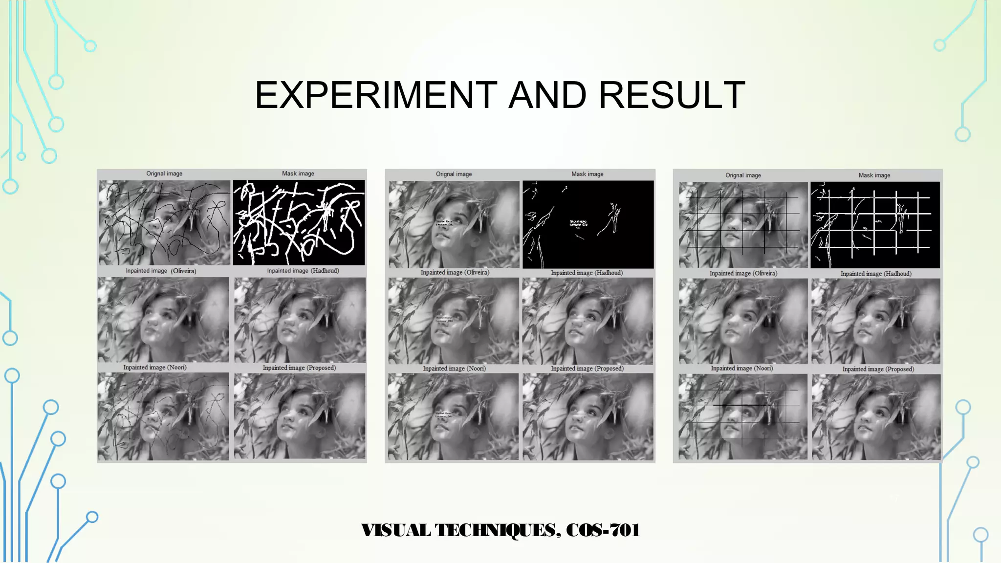 EXPERIMENT AND RESULT
VISUAL TECHNIQUES, COS-701
17
 