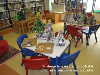 Os alunos fizeram árvores de Natal 
originais e com materiais reciclados. 
 