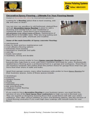 view source


Epoxy Concrete Flooring | Decorative Concrete Flooring
 