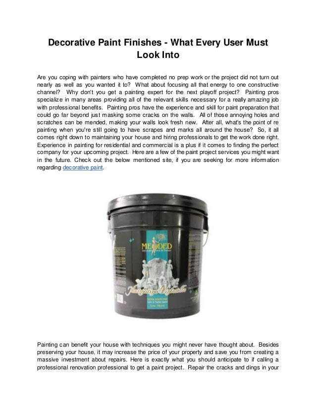 Decorative Paint Finishes What Every User Must Look Into