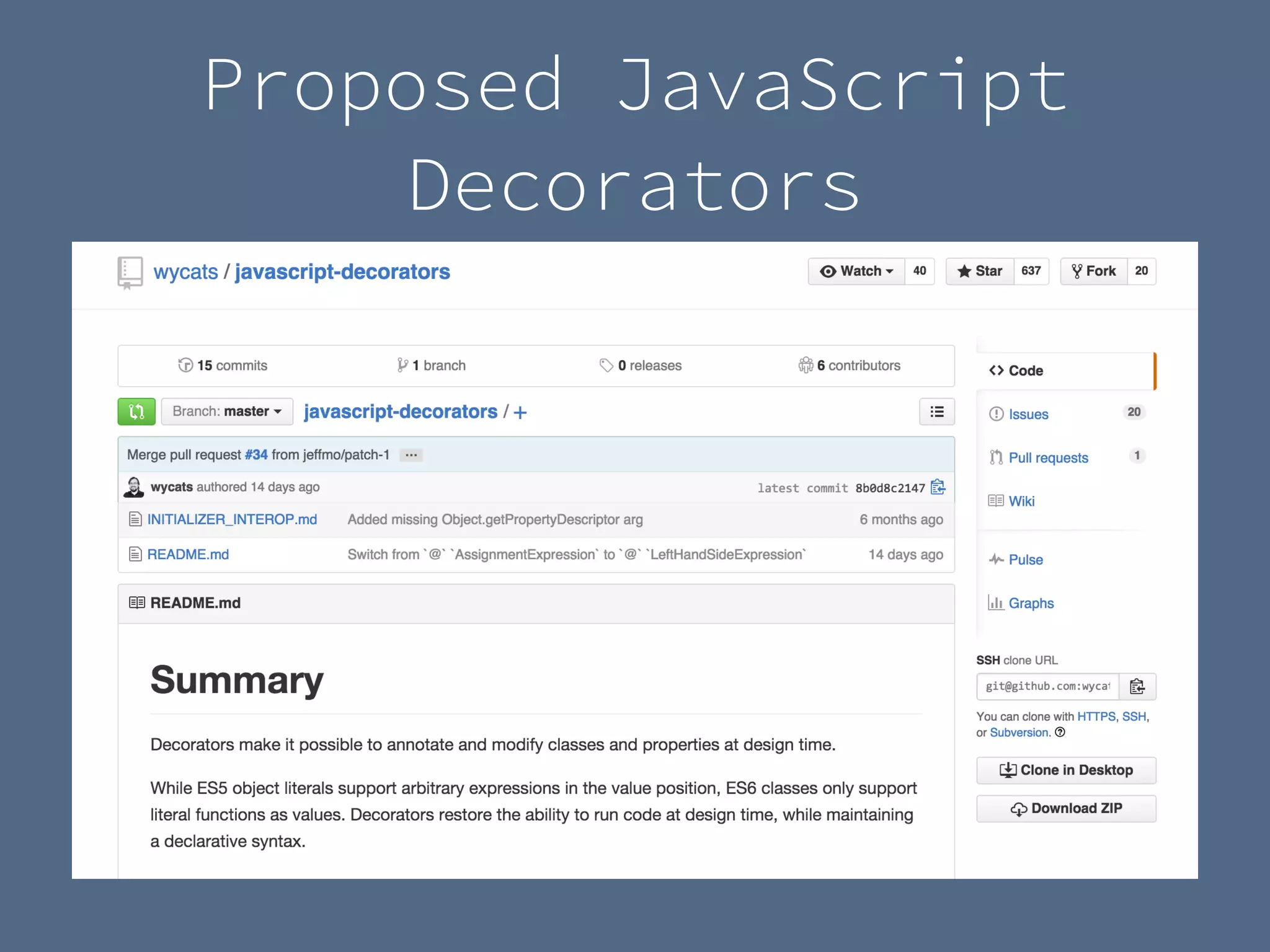 Proposed JavaScript
Decorators
 