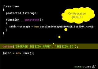 class User
{
  protected $storage;                           Configuration
                                               ...