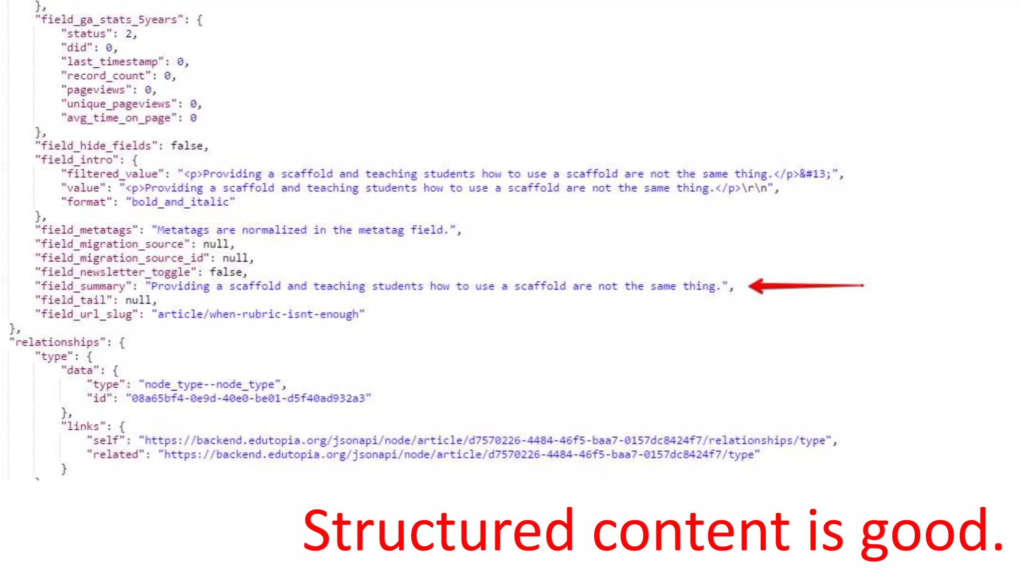 Structured content is good.
 